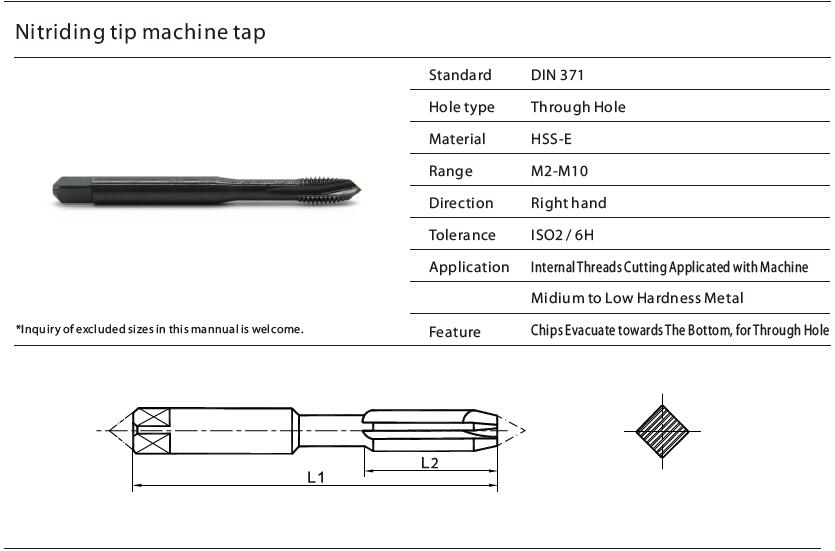 Nitrided Machine taps DIN371